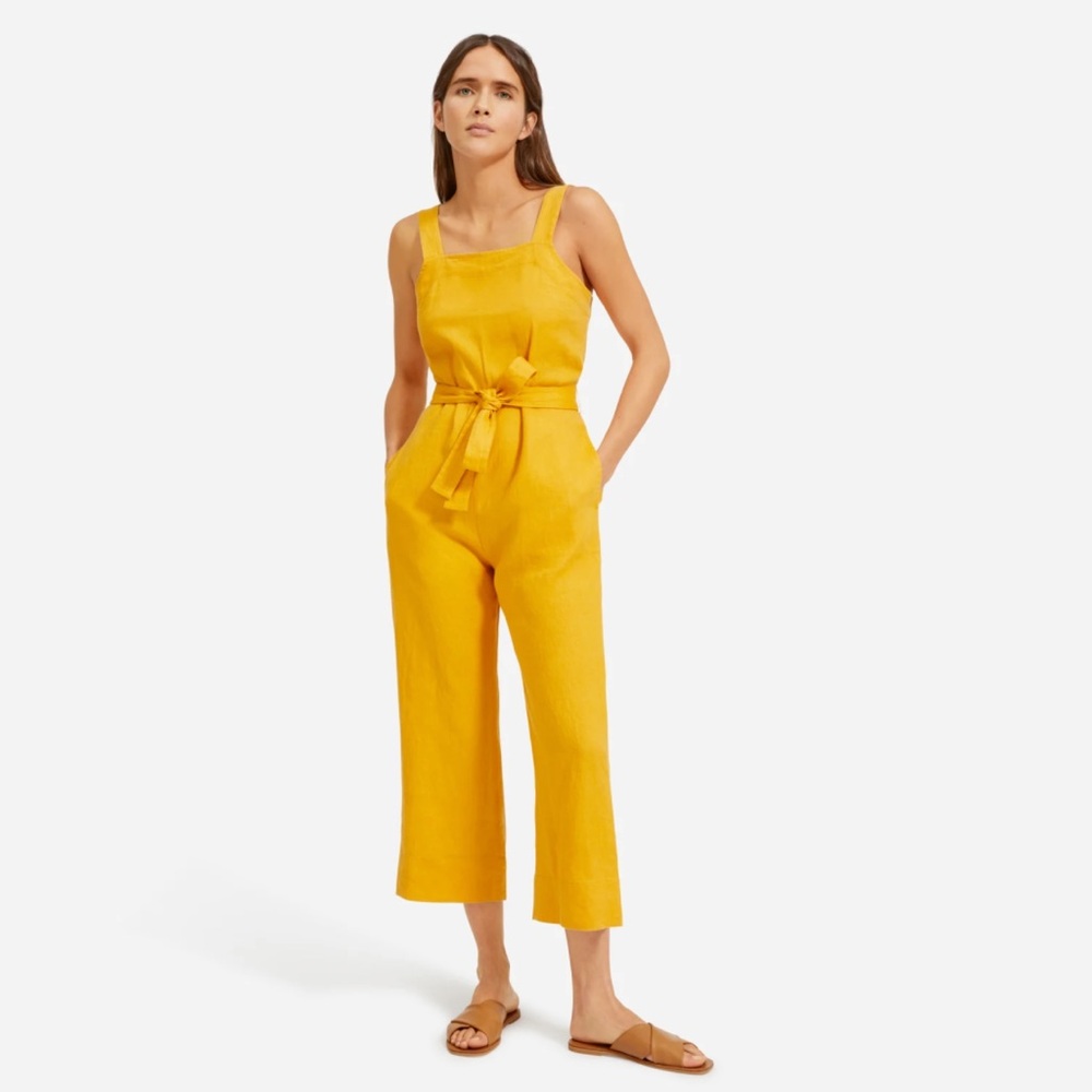 Everlane Square Neck Linen Jumpsuit  Size 0 Marigold Yellow